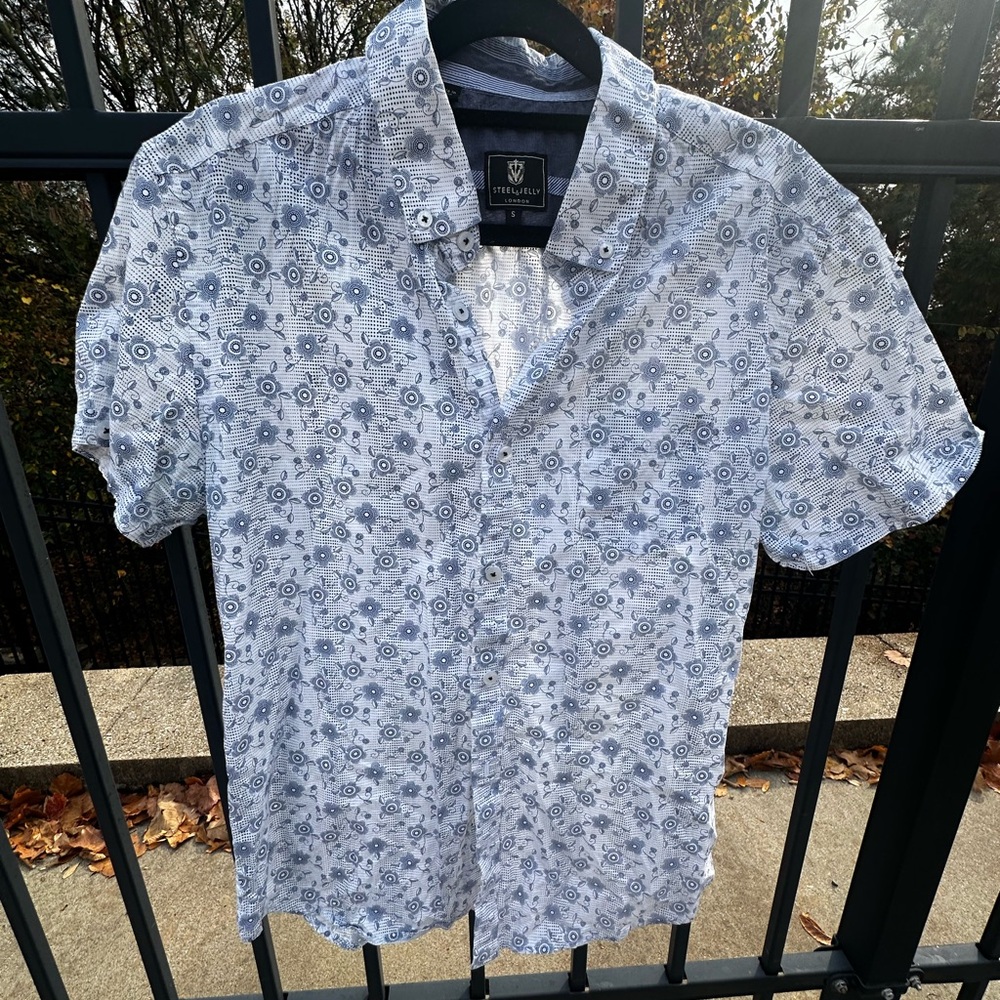 Steel & Jelly Blue and White Casual Button Down Shirt